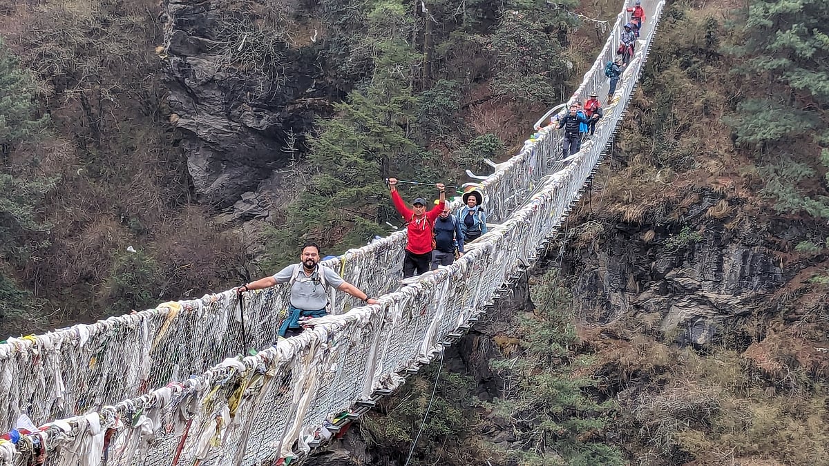 The Hillary Bridge is the longest suspension bridge along this trekking route